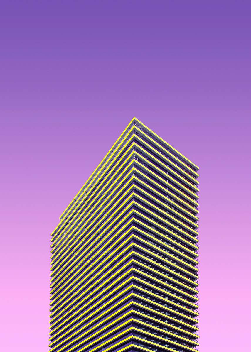 architecture yellow glass walled high-rise building city