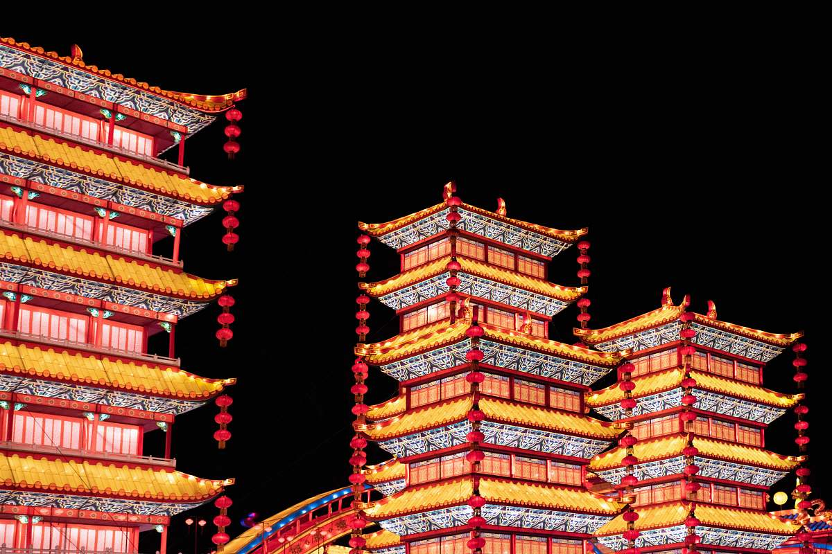 shrine red and orange building structures worship