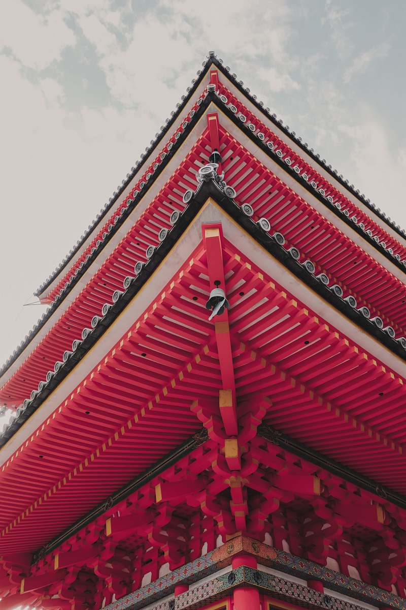 shrine red and white pagoda temple worship