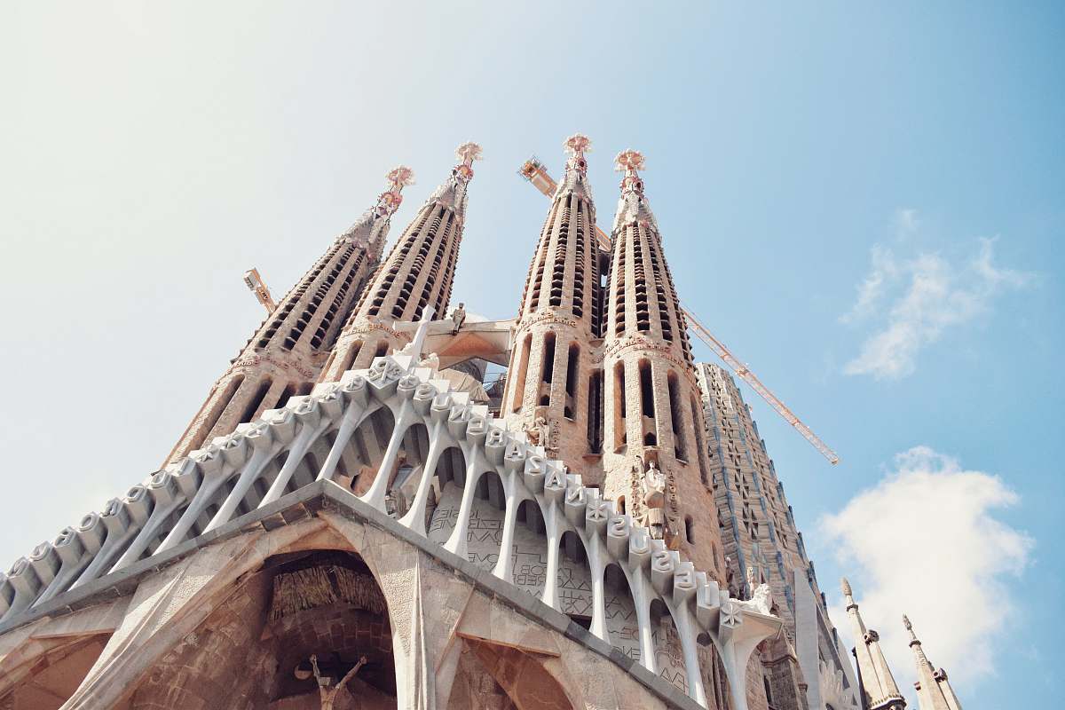 architecture worm-eye view of a church spire