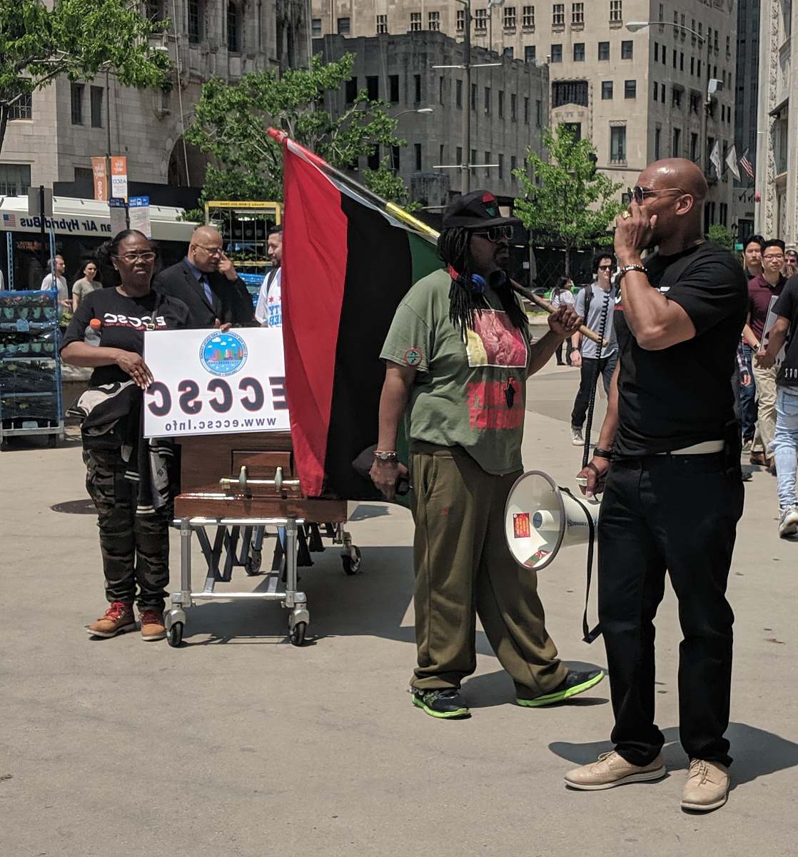 human man carrying megaphone person