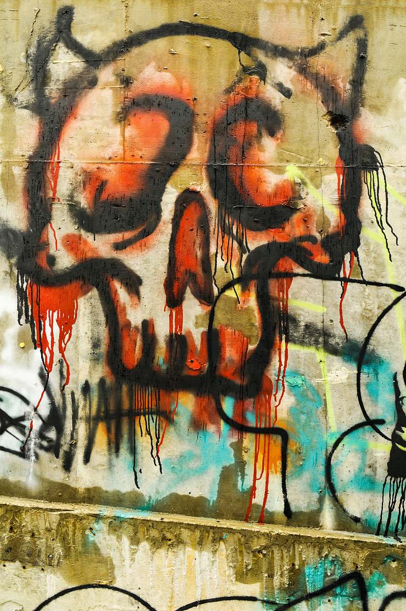 graffiti close-up photo of skull mural ybor city wine bar