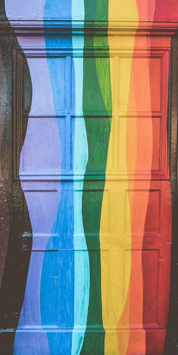 door multicolored wooden closed door modern art