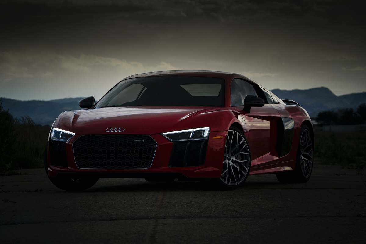 car red Audi coupe sports car