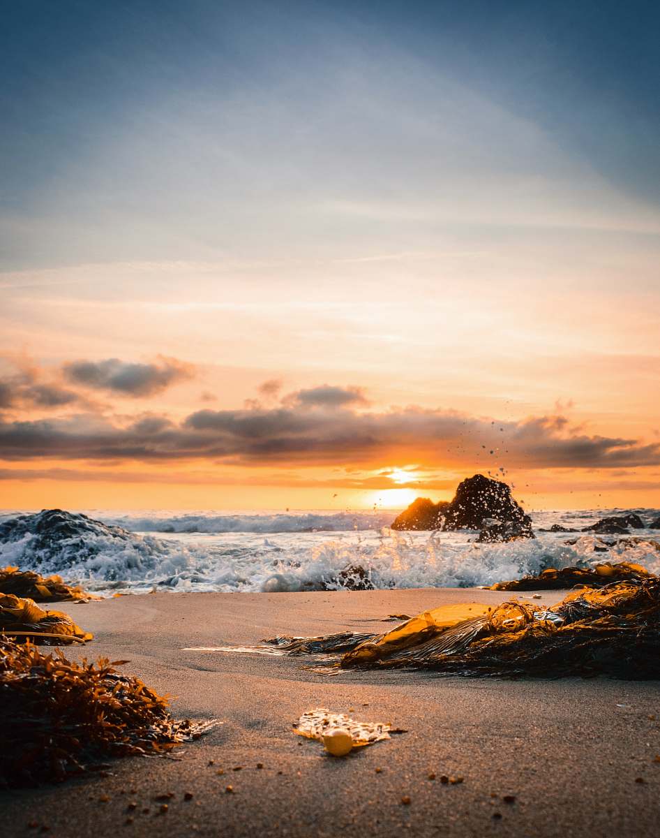 ocean ocean smashed to sand during golden hour sea