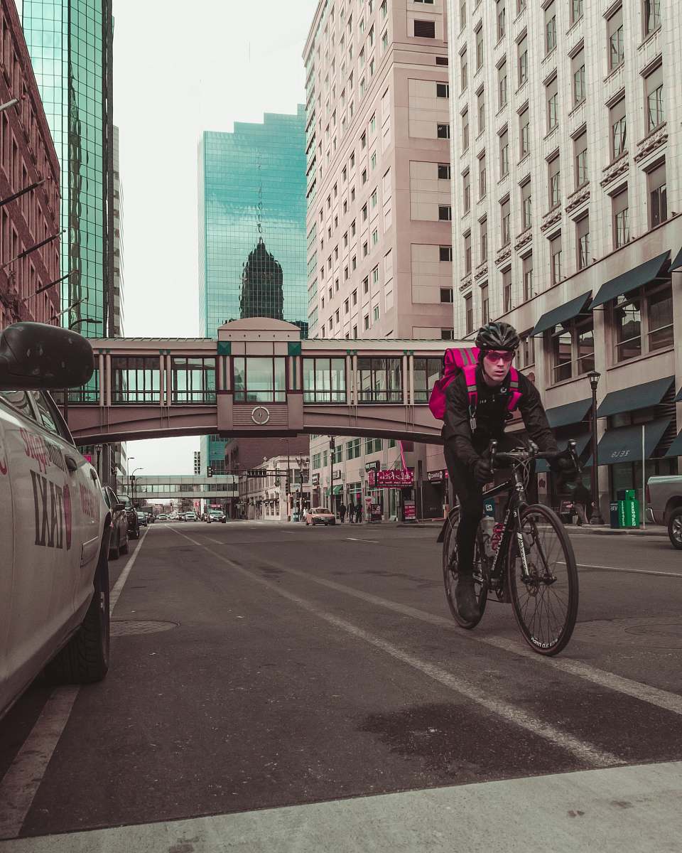 bike man riding his bicycle on road cyclist