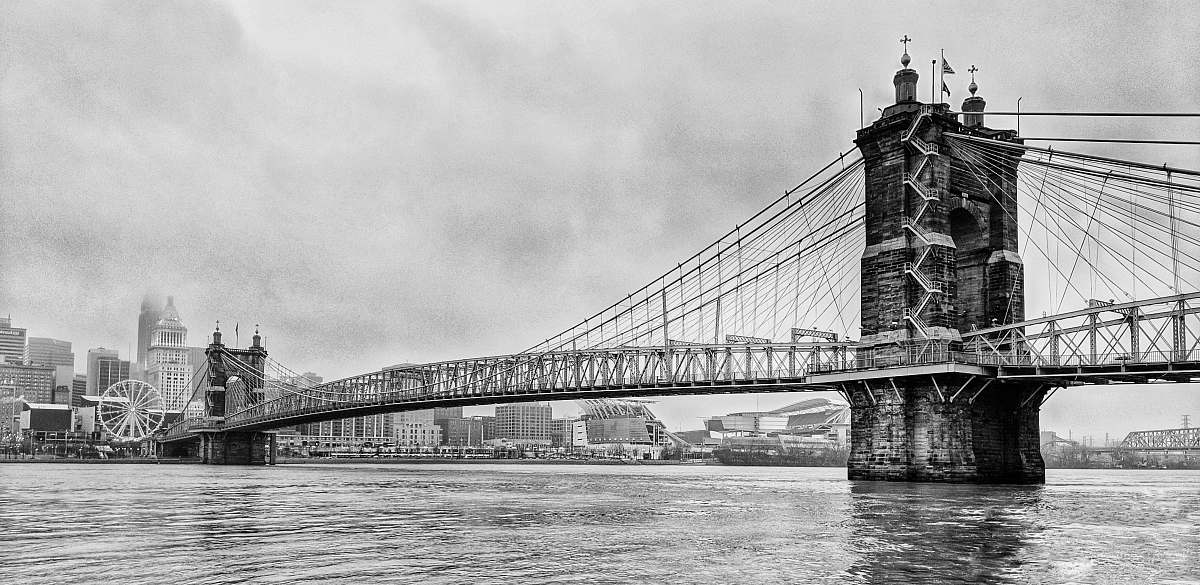 building grayscale photo of bridge grey