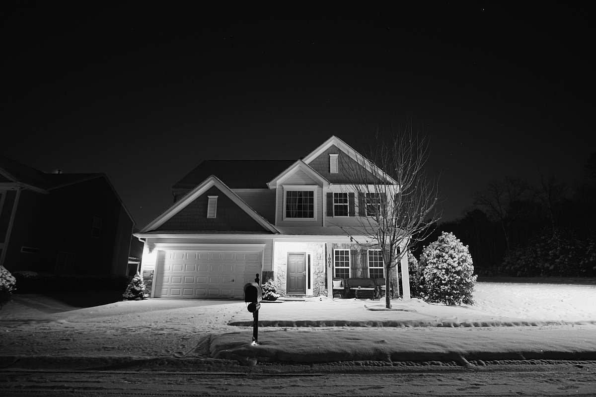 building lighted white and grey house countryside