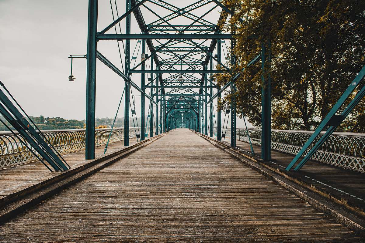bridge brown wooden bridge building