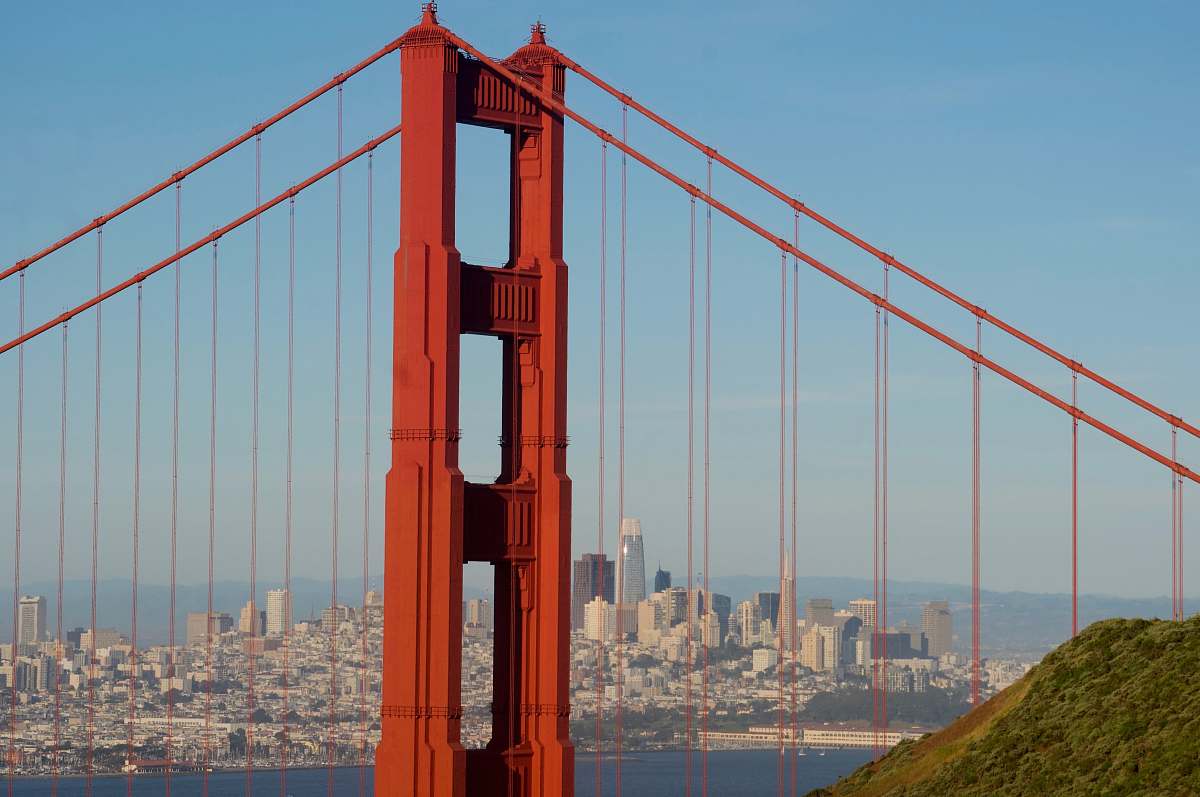 bridge architectural photography of red bridge suspension bridge