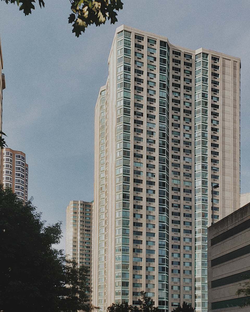 grey architectural photography of white building office building