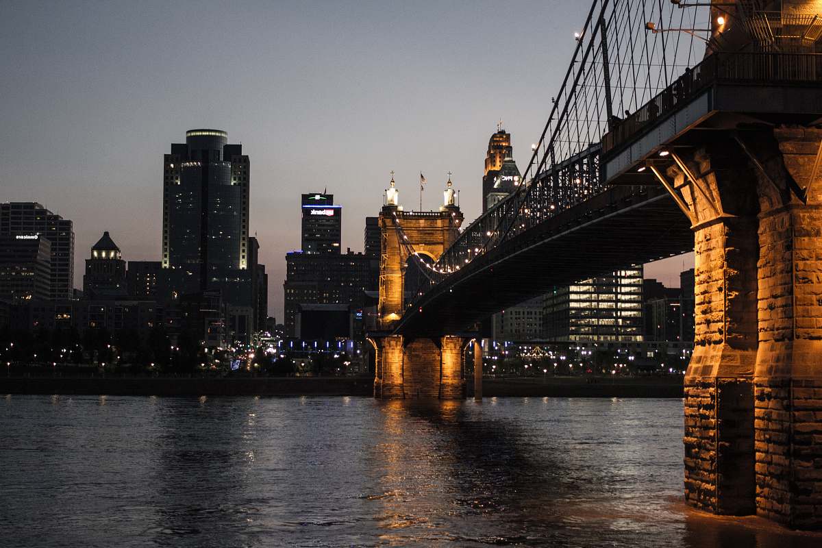 bridge bridge at night low angle photography cincinnati