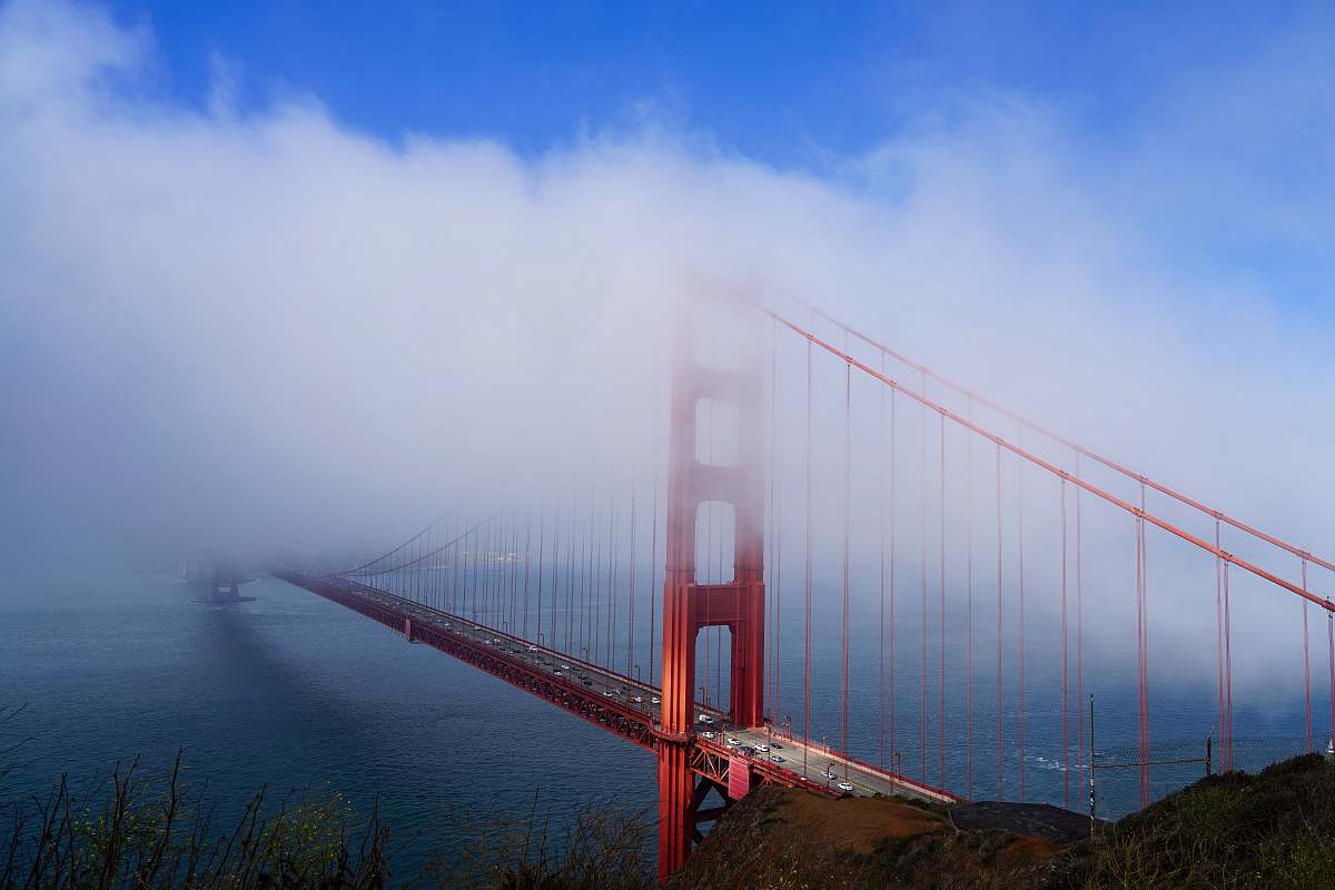 Bridge Golden Gate Bridge Under White Cloud Blue Skies Golden Gate ...