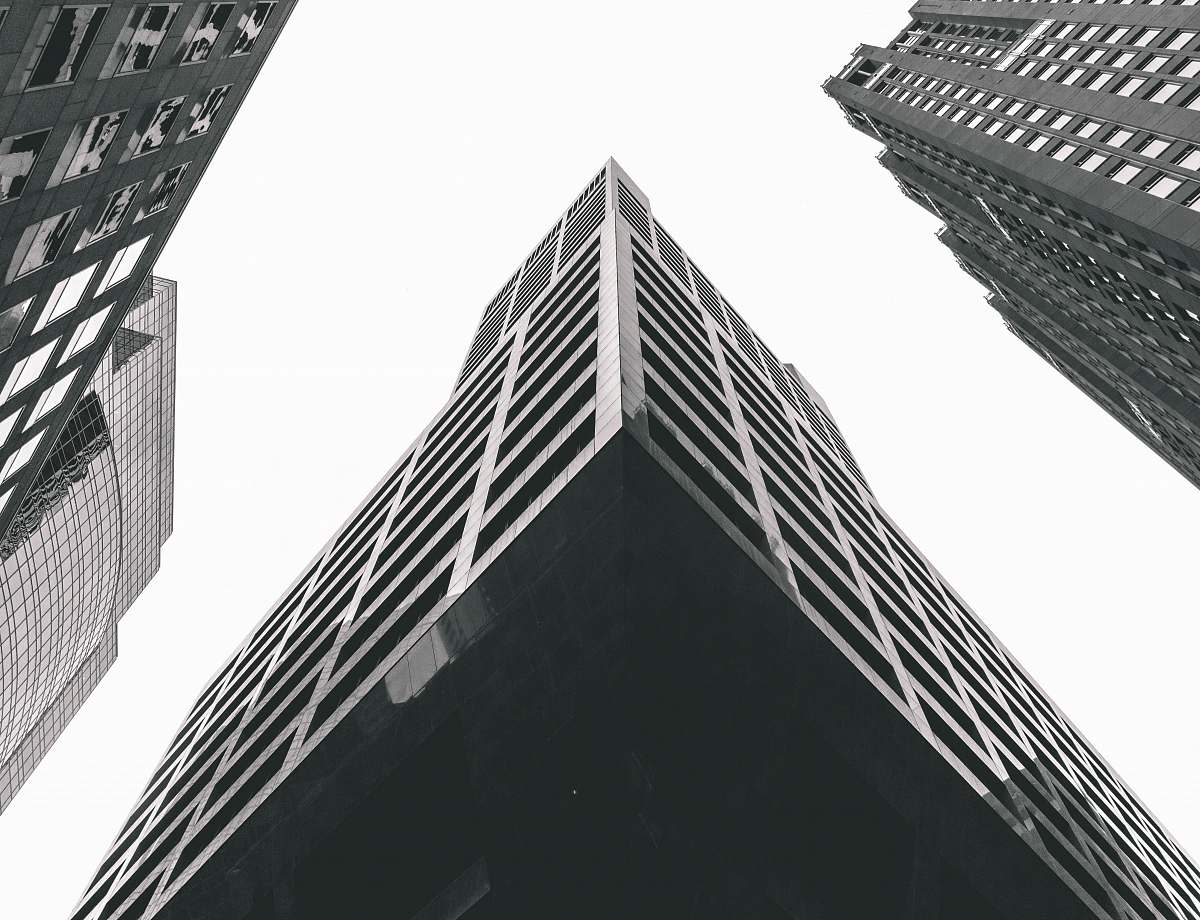black-and-white gray concrete buildings architecture