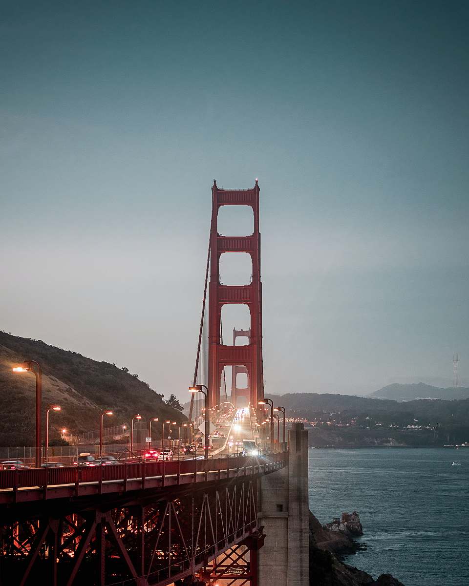 bridge vehicles traveling on Golden Gate Bridge, San Francisco united states