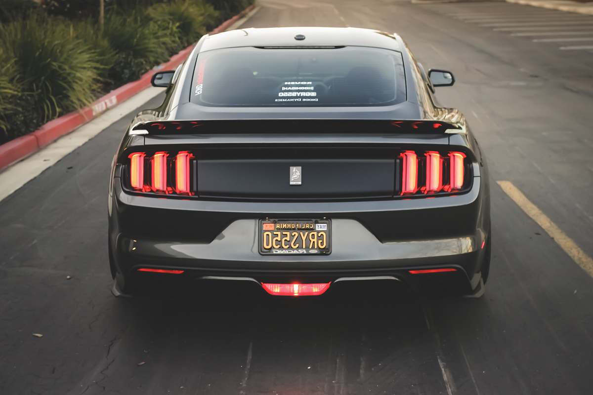 mustang black and red car sports car