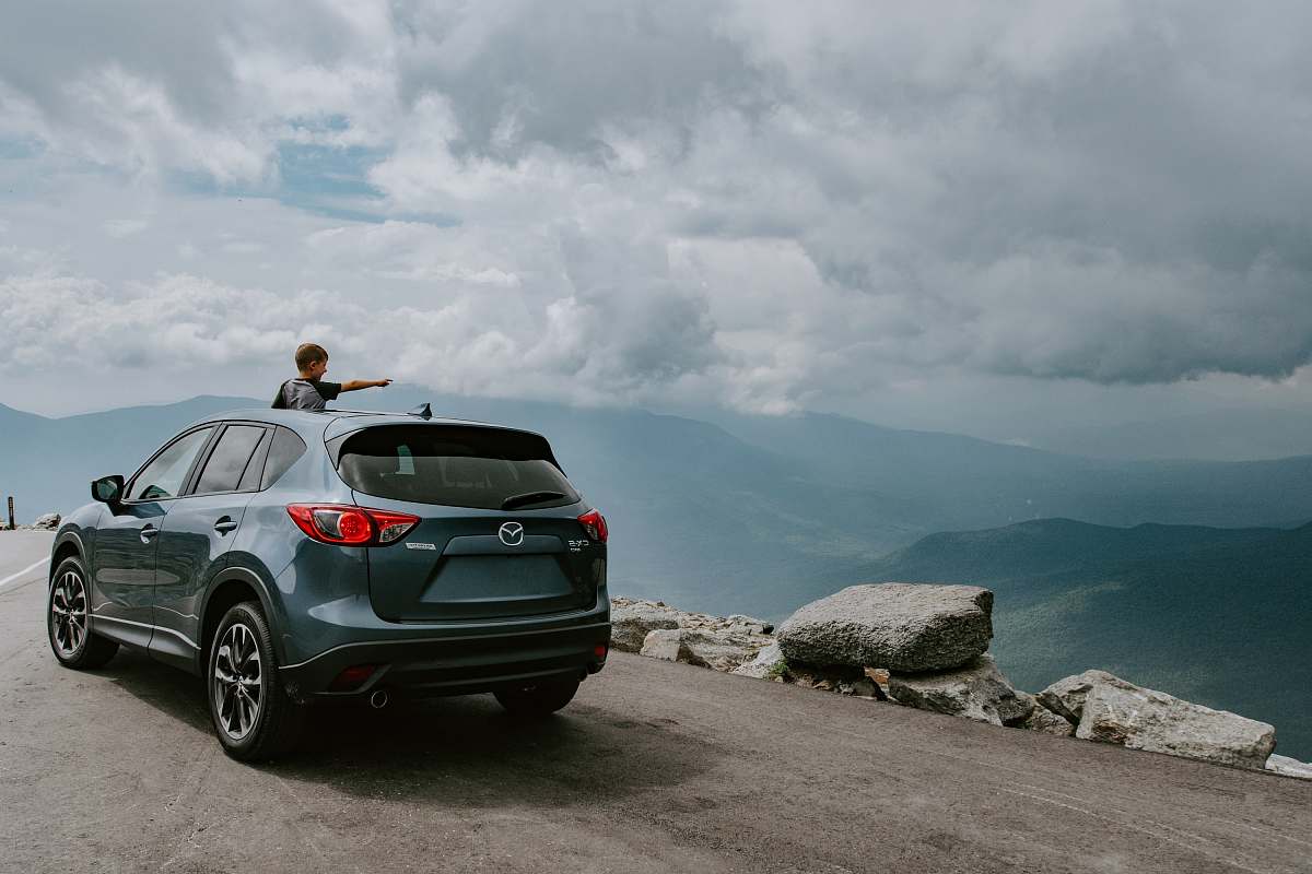 suv gray Mazda SUV rock