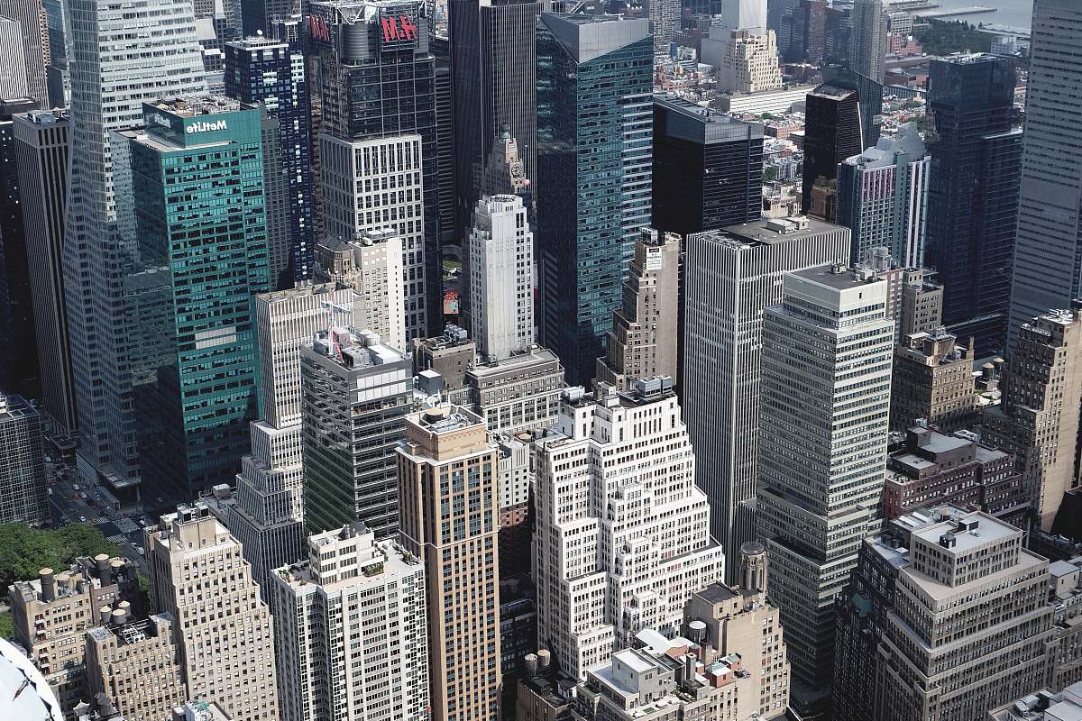 building aerial view of city buildings new york