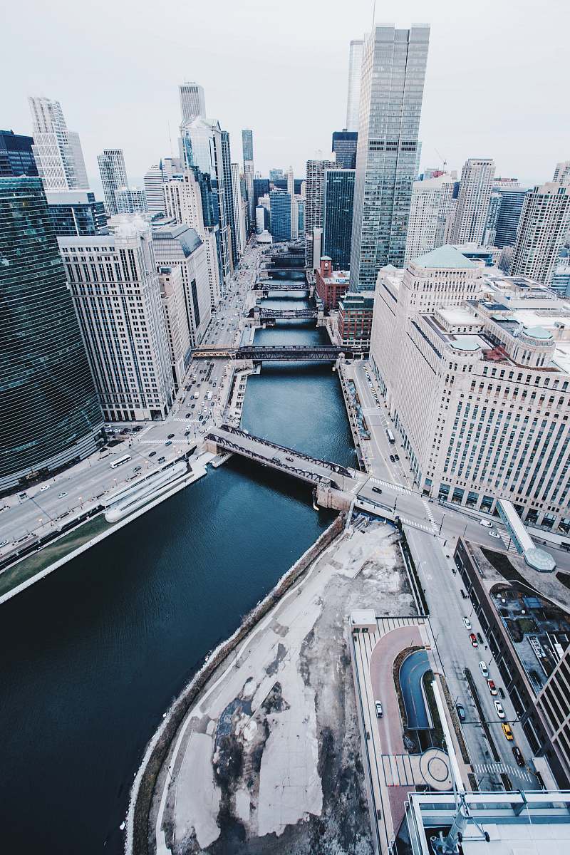 chicago aerial view photography of city buildings with body of water architecture