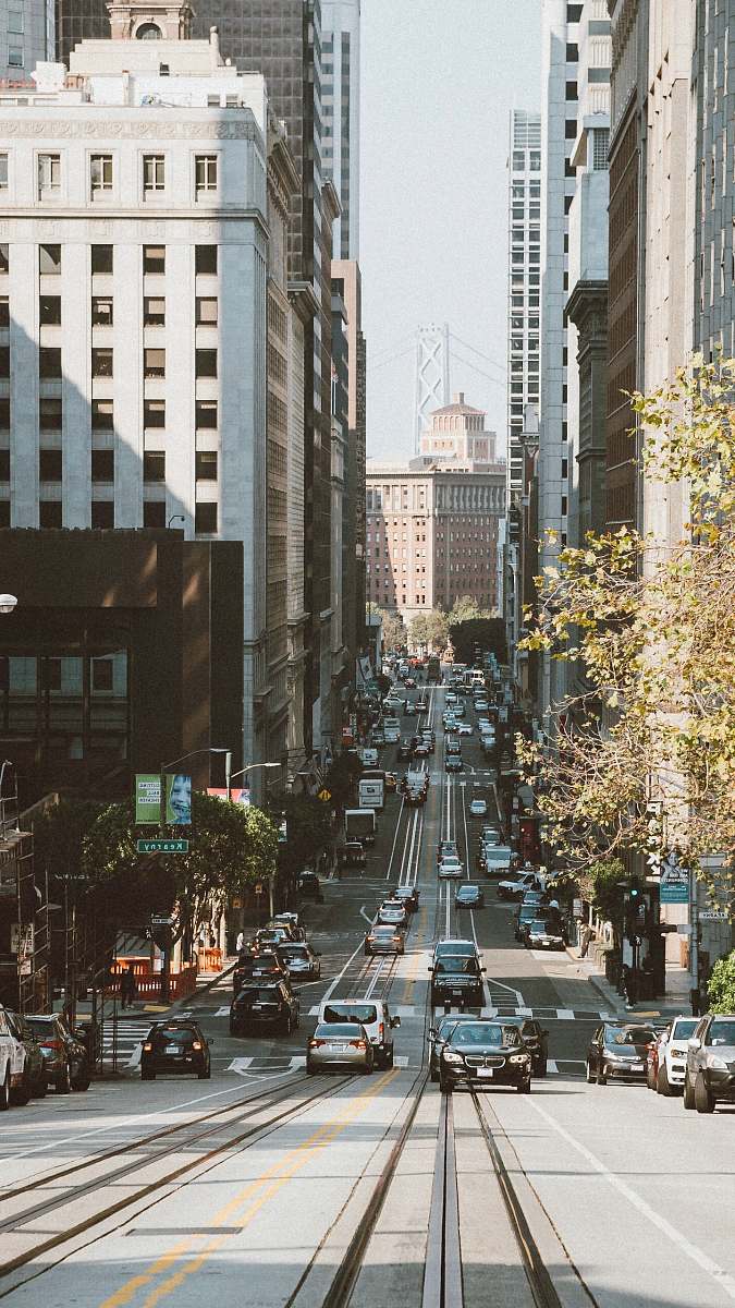 building car moving on the street san francisco