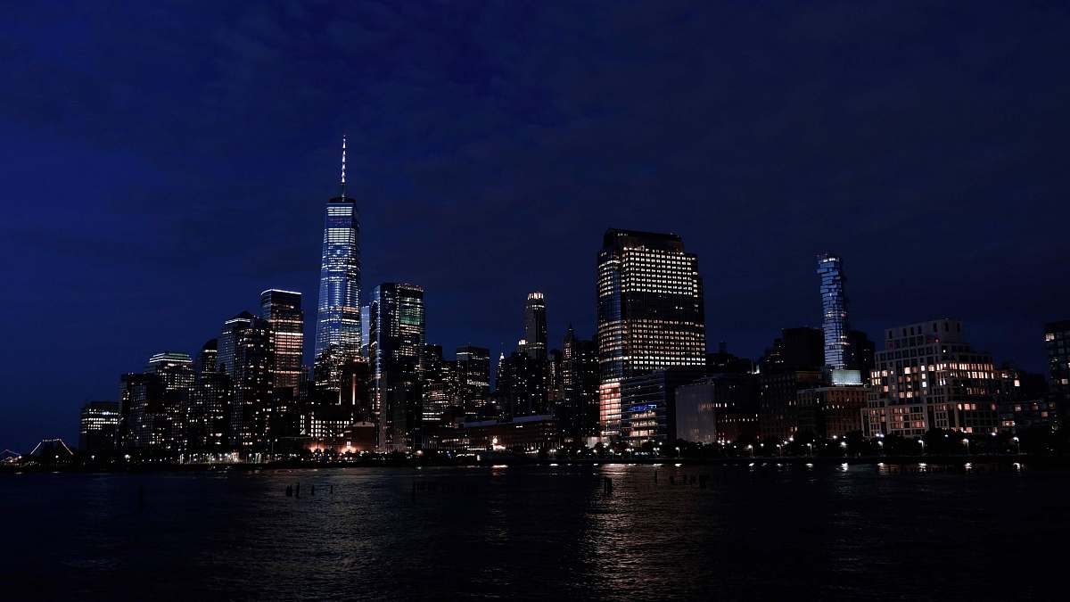 downtown high-rise building skyline during nighttime urban