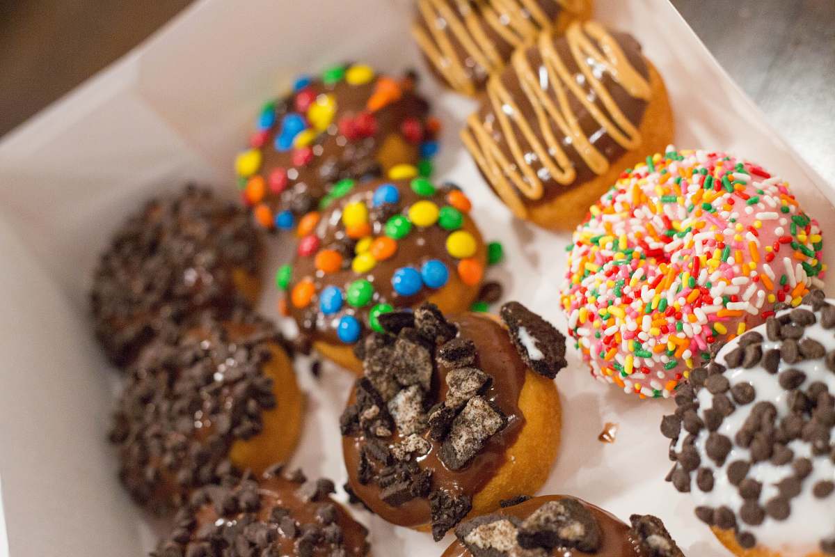dessert assorted doughnuts in box food