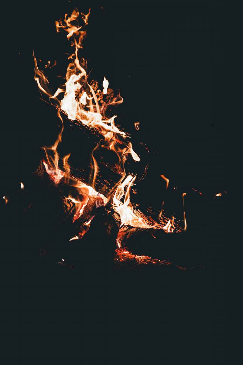 flame burning woods camping
