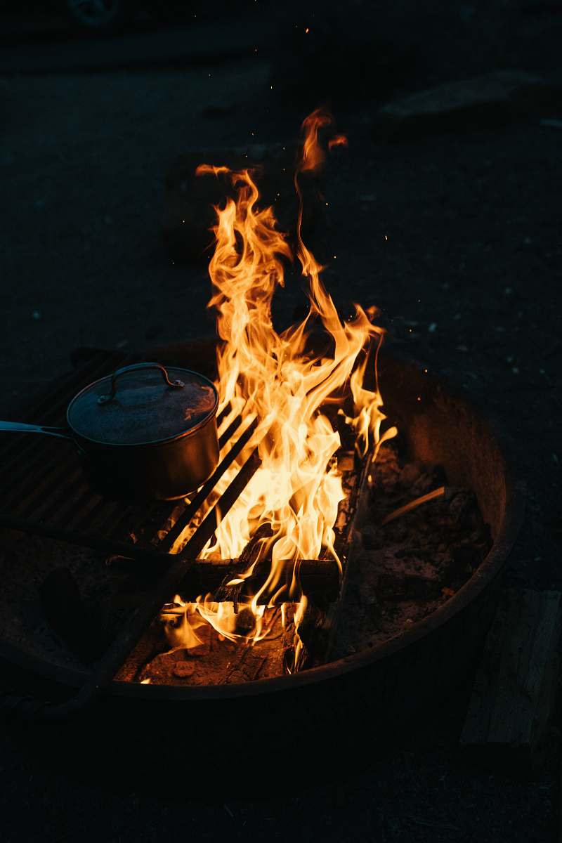 flame sauce pan on fire south rim trail