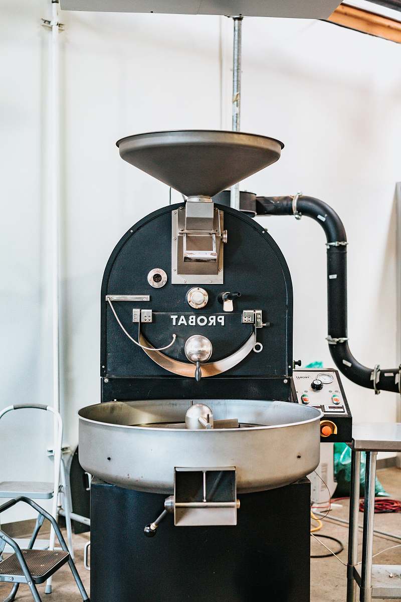 chair black and gray Probat industrial mixer coffee