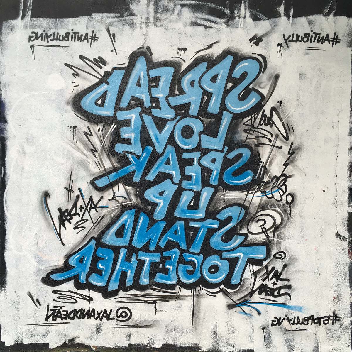 advertisement blue and black graffiti of a quote poster
