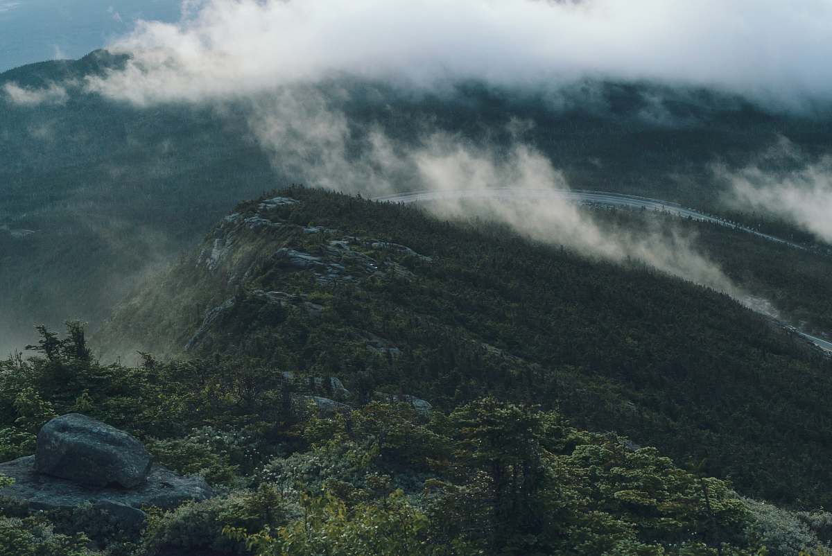 rock green trees under white clouds wilmington