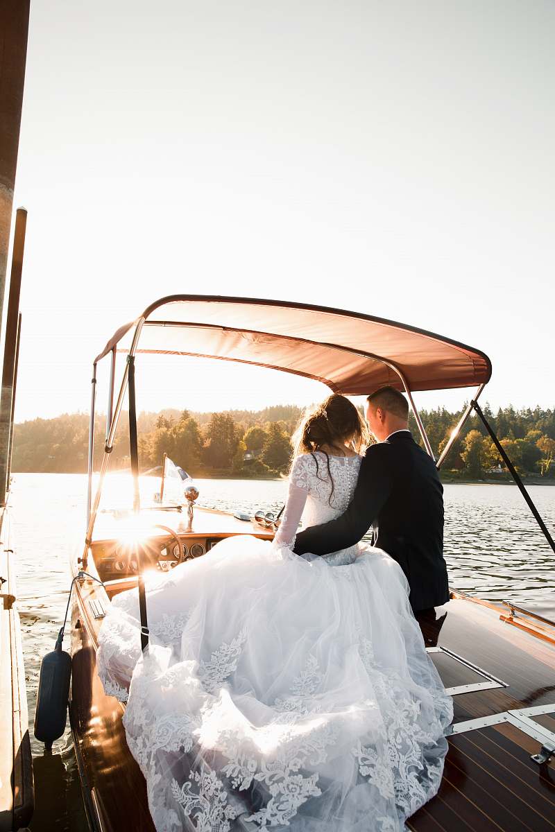 person bride and groom on yact people