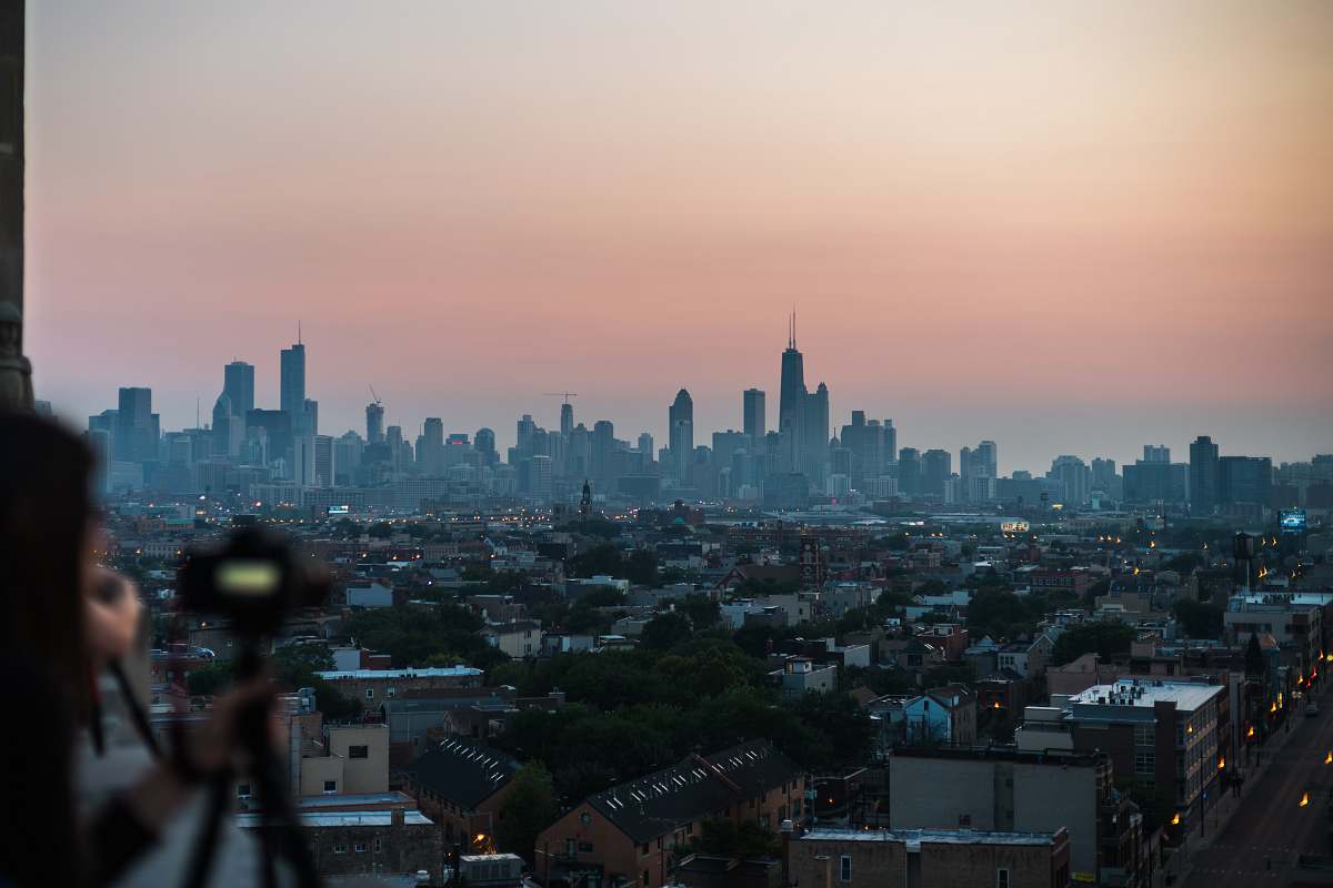 person landscape photography of high-rise buildings people