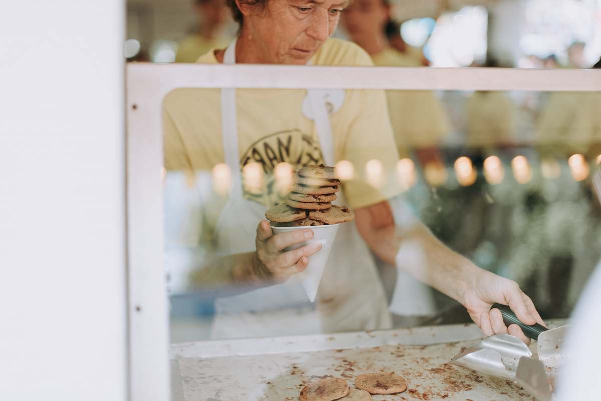 person man cooking cookies people