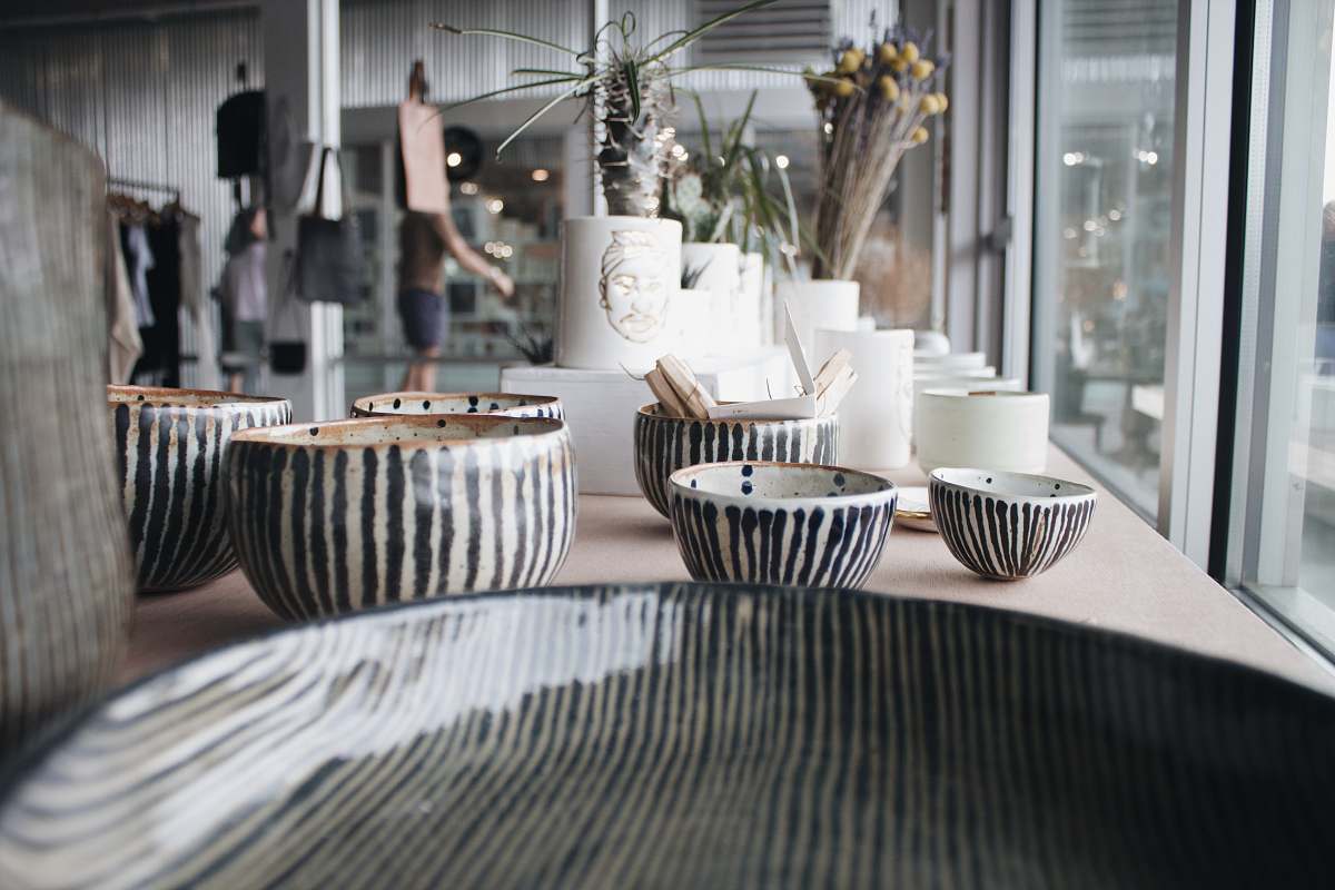 person white ceramic bowl on table furniture