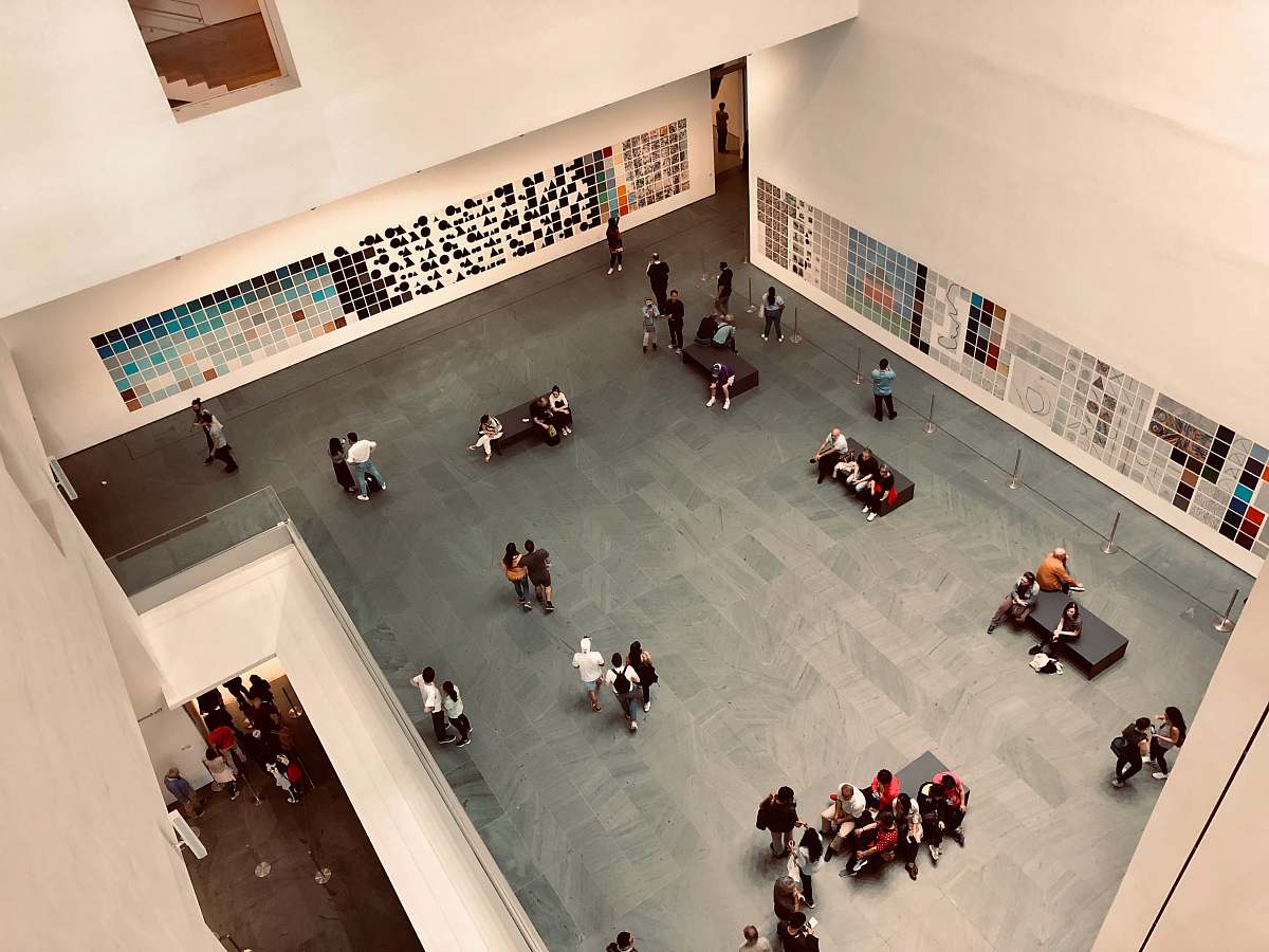 lobby people inside building room