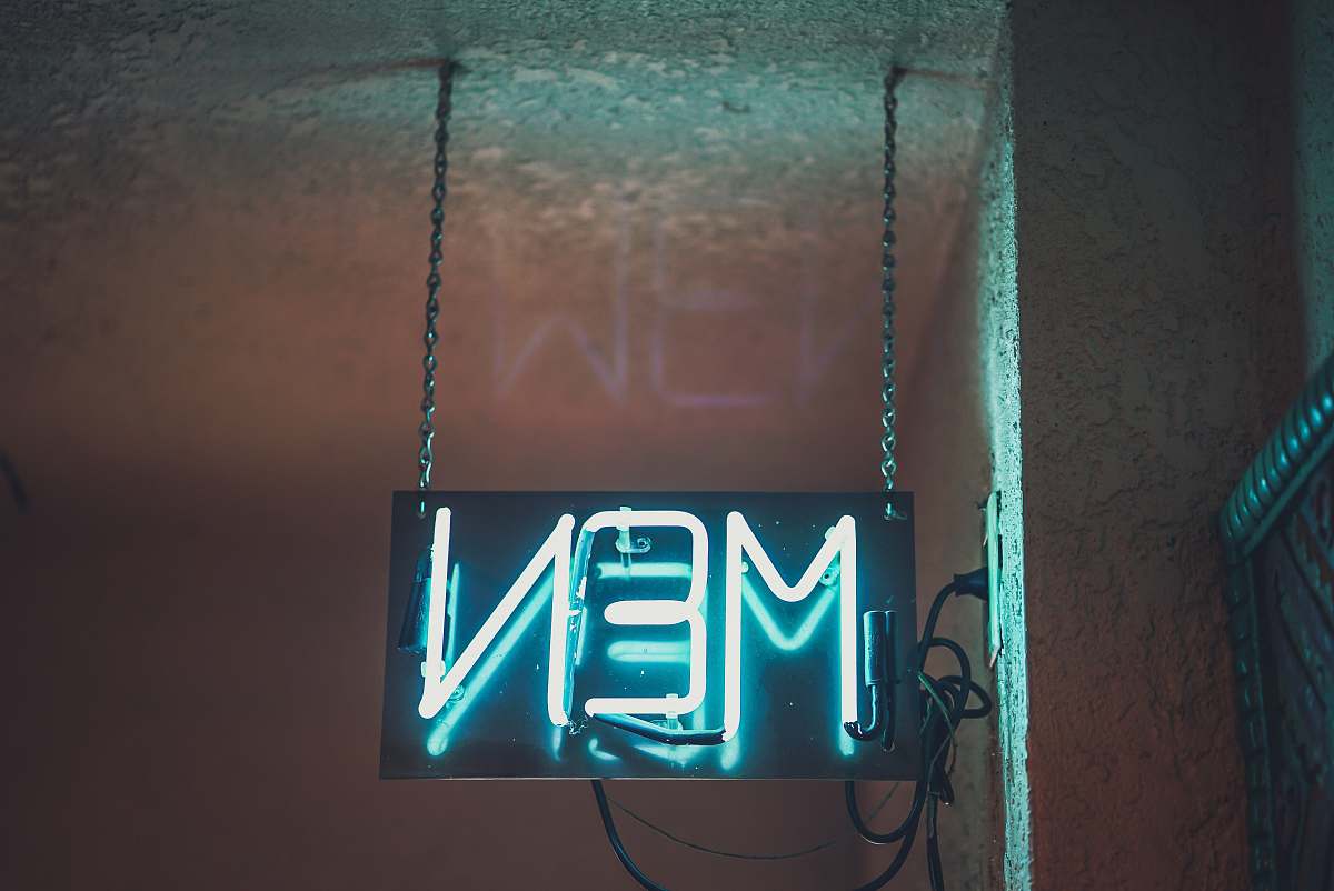 neon MEN led signage mayan cinema