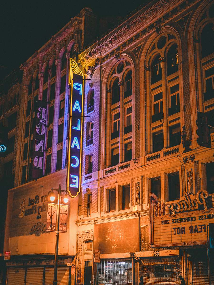downtown Palace building during nighttime urban