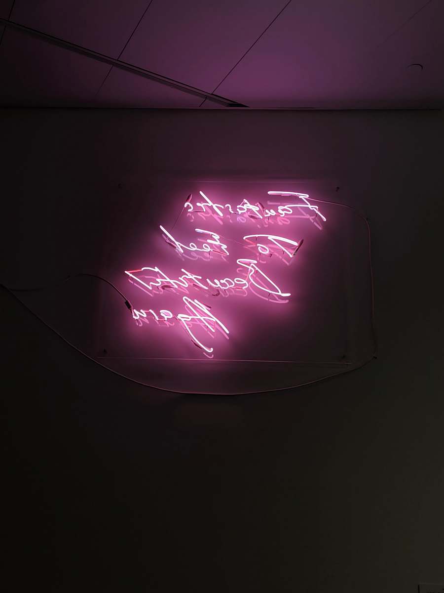neon pink neon sign frederic c. hamilton building