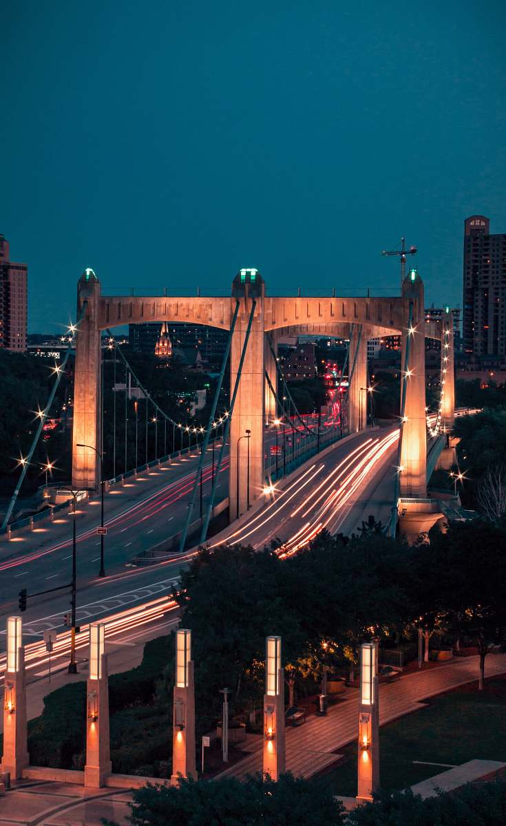 bridge brown bridge during daytime time lapse photography night