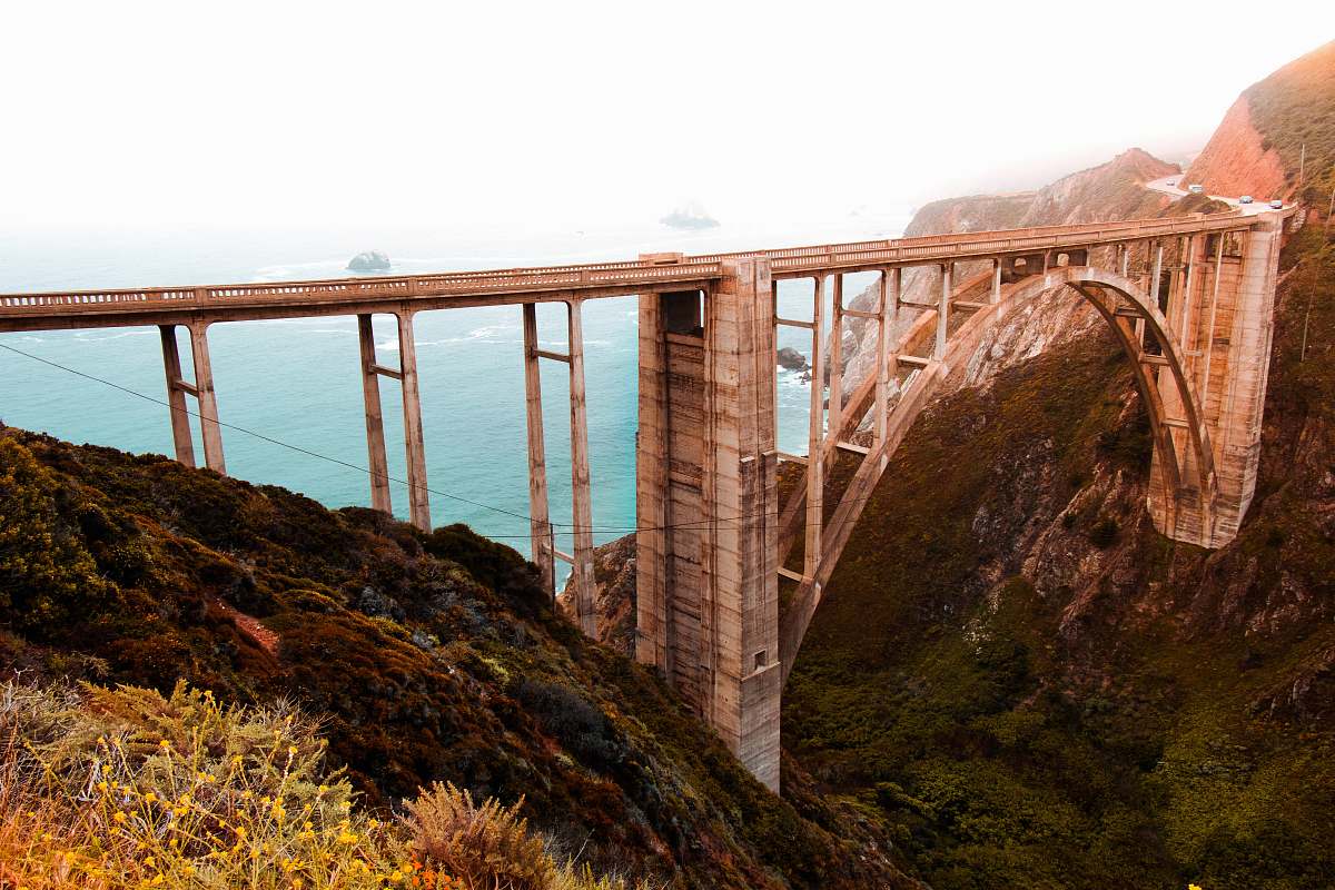 bridge landscape photography of black concrete bridge bixby creek bridge