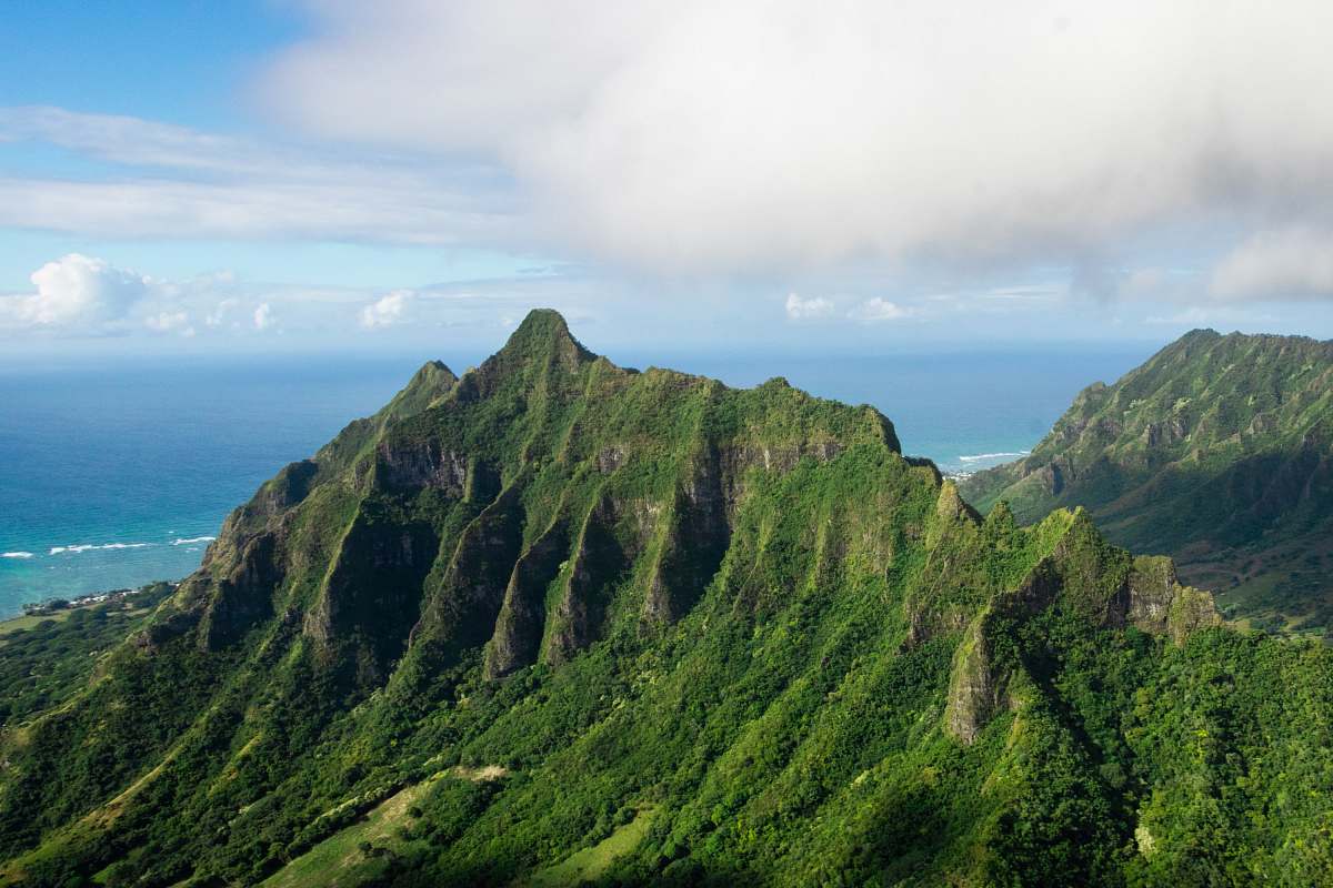 outdoors aerial photo mountain peak scenery