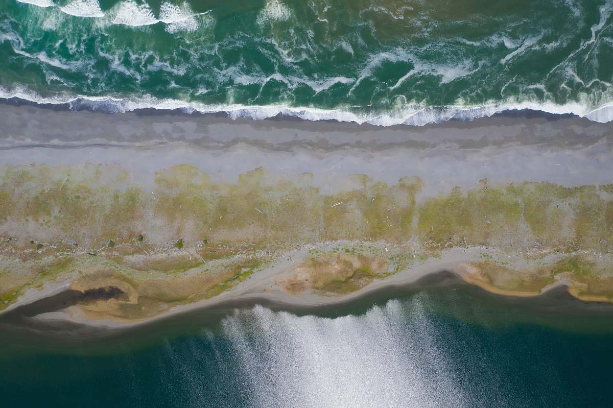 outdoors aerial photo of seashore scenery