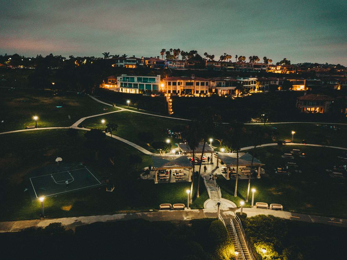 outdoors aerial view of city during night time landscape