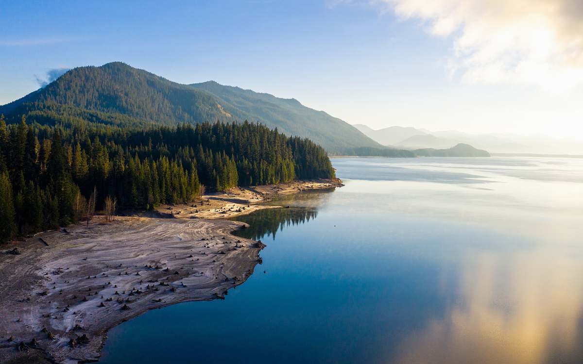 water body of water near forest outdoors