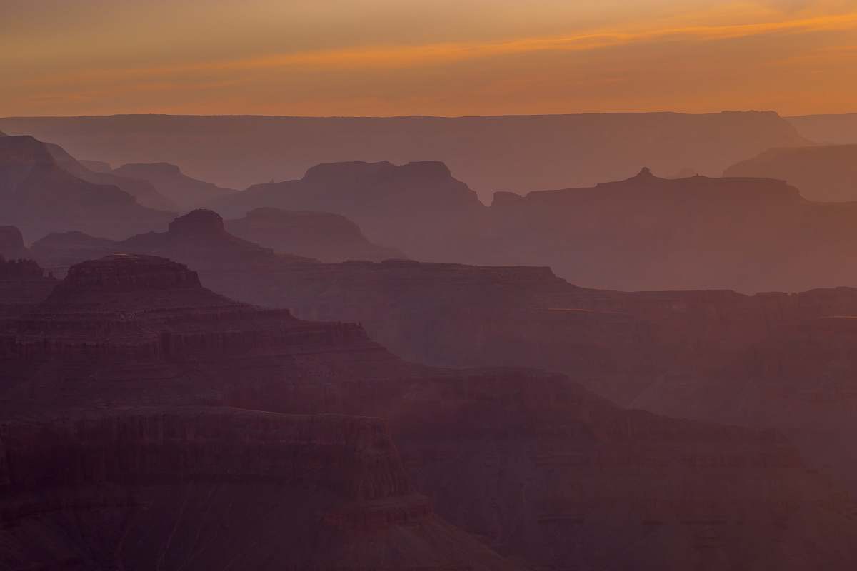 dusk canyon with fog sunset