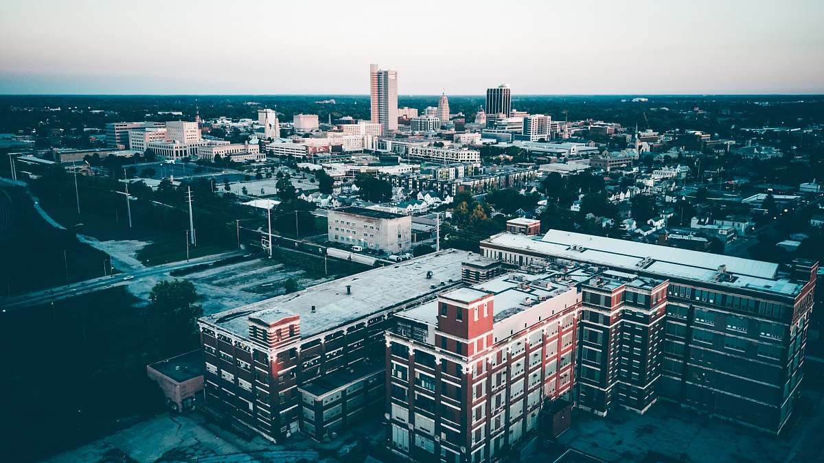 landscape concrete buildings in high-angle view photo outdoors