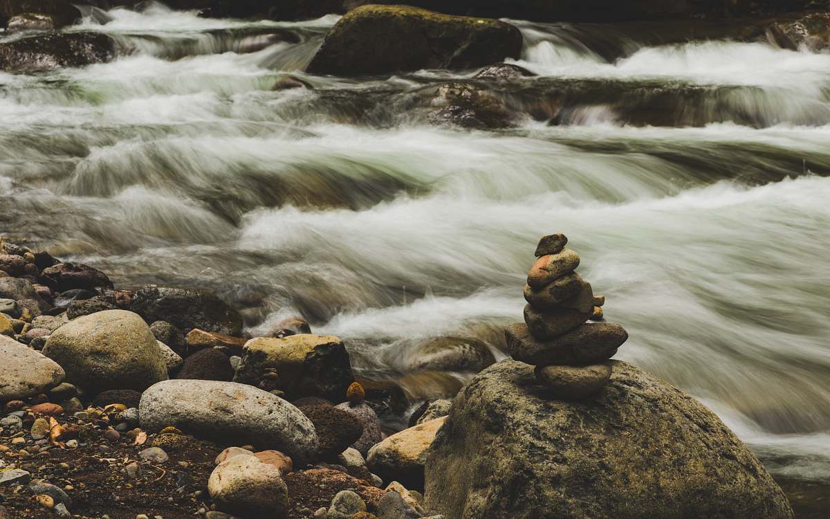outdoors gray rock-a-stack near falls water