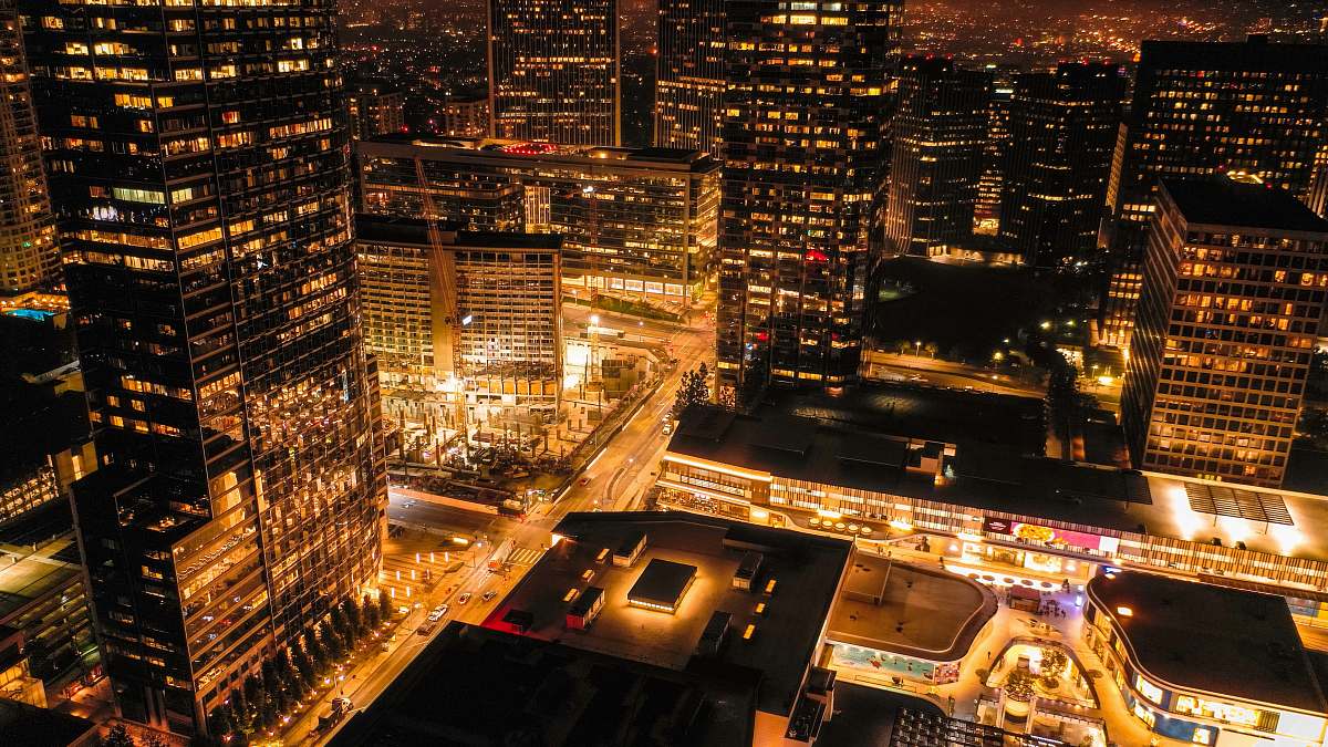 landscape lighted city at night outdoors