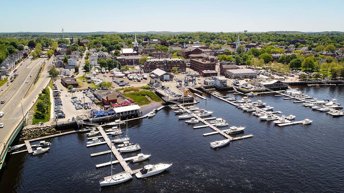 marina white and brown docking site aerial view landscape